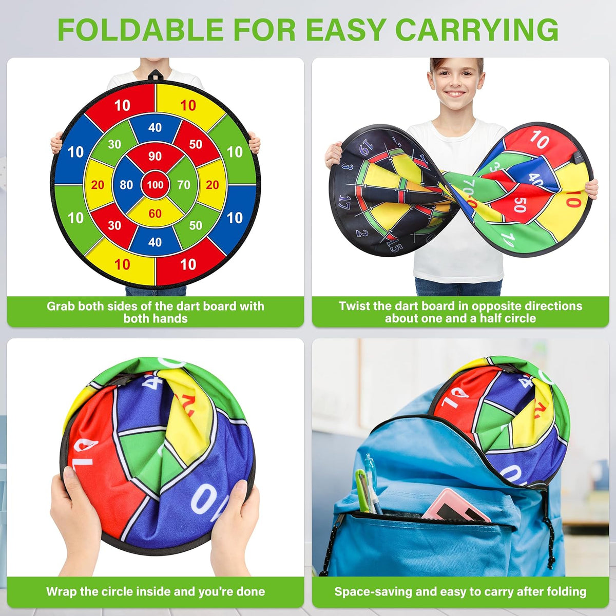 Large double-sided dartboard for kids – Play, learn and relax