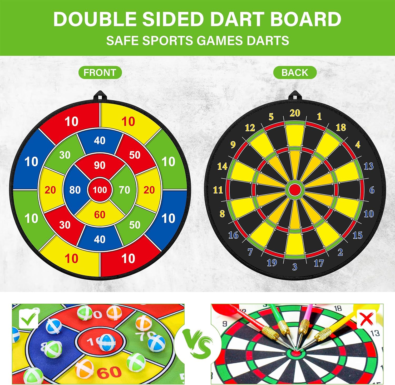 Large double-sided dartboard for kids – Play, learn and relax