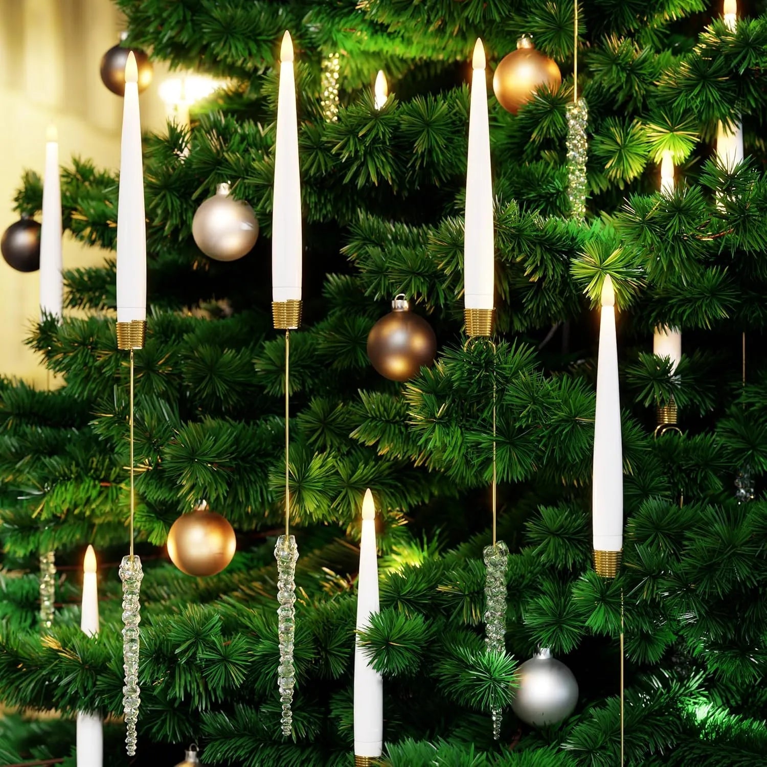 Christmas Tree LED Candle Set | 12 Pieces with Remote Control & Timer | Warm White Flicker | Flameless & Safe