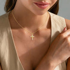 Elegant 18K Gold Cubic Zirconia Cross Necklace