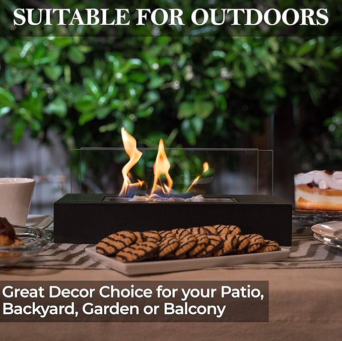 Tabletop fire pit with s’mores maker kit – portable mini fireplace for indoor/outdoor use