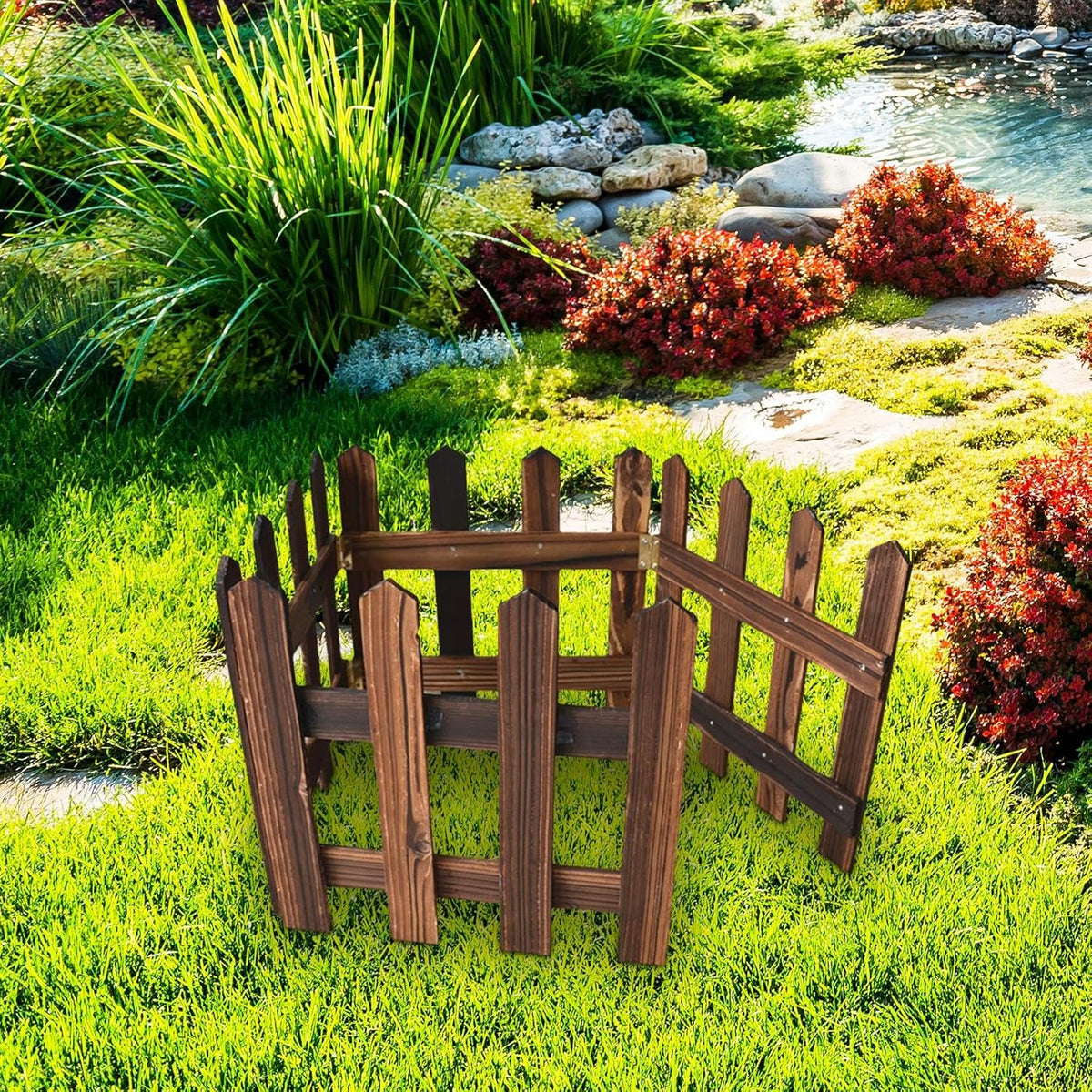 Decorative wooden garden fence for flower beds and outdoor areas