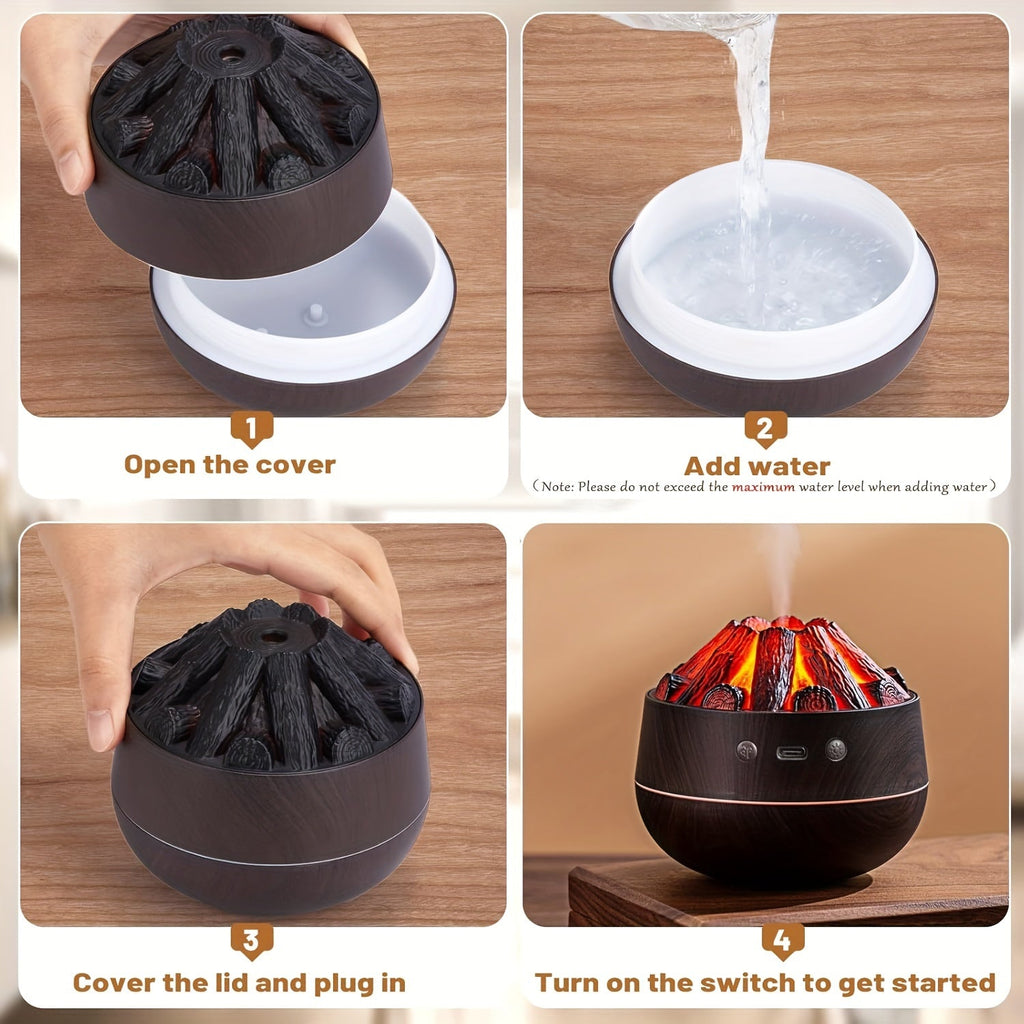 Fire Diffuser - Mini simulated charcoal fire air humidifier with realistic flame effect