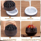 Fire Diffuser - Mini simulated charcoal fire air humidifier with realistic flame effect