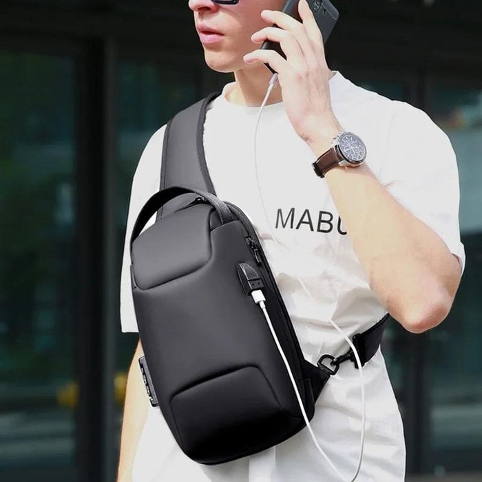 Anti-Theft Crossbody Bag | Landy Carry Without Worry | Waterproof Oxford | USB Charging Port | Unisex Travel Pack