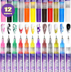 12 Colors Nail Art Pens — Acrylic Nail Design Set with Fine Tip