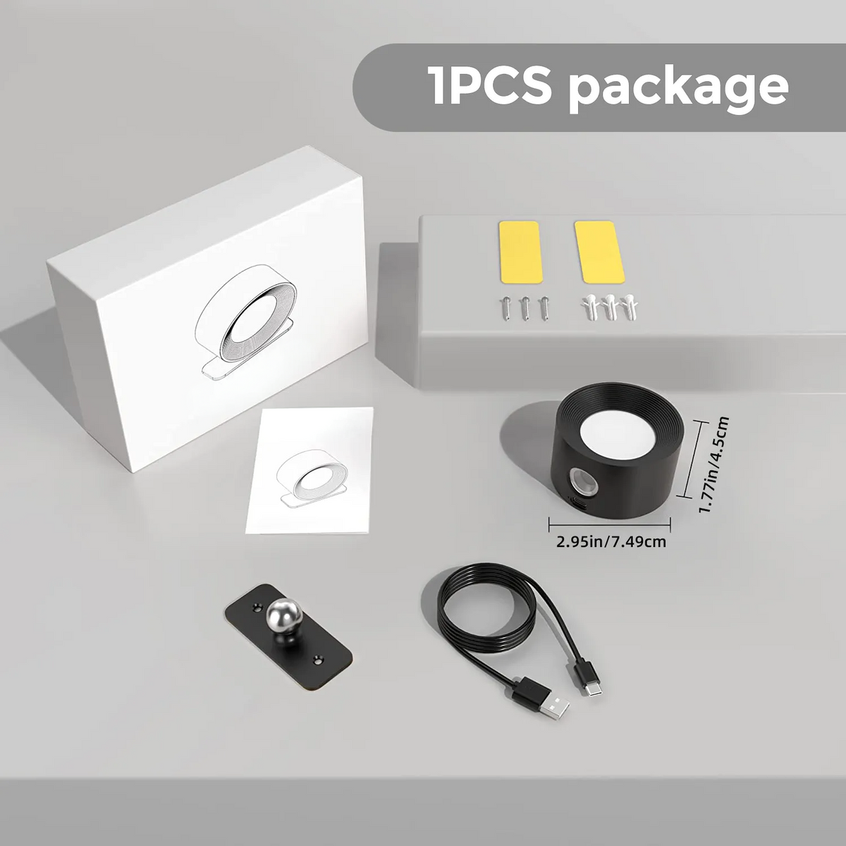 Spotlight Wireless Wall Lamp - 360° Rotation, Dimmable, Rechargeable Wall Light