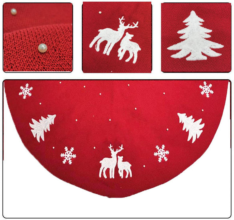 Christmas Tree Skirt Floor Mat Decoration Home Decoration Knitted Floor Mat Decoration Pearl Embellishment