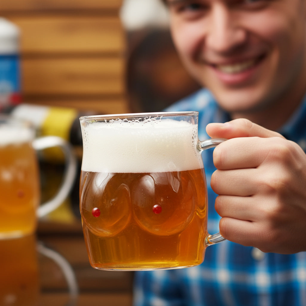 Double-Wall Chesty Shape Glass Funny Mug