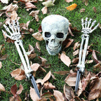 Halloween Yard Decoration | Light-Up Skull & Skeleton Arms | 8-Mode LED Outdoor Prop