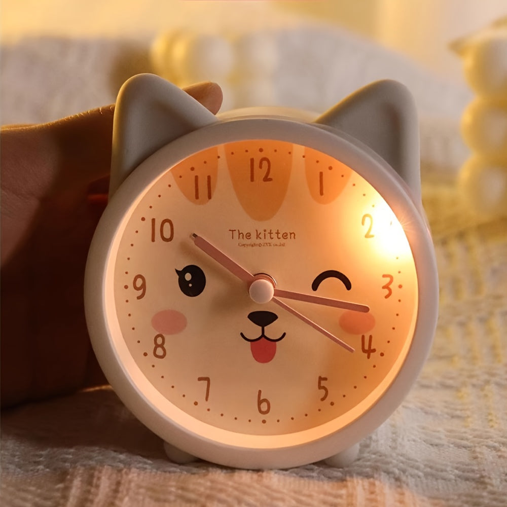 Children's Alarm Clock with Night Light – Quiet, Rabbit Pattern & Compact Design