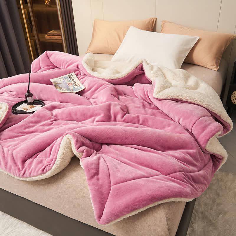Solid thick double-sided velvet cube blanket