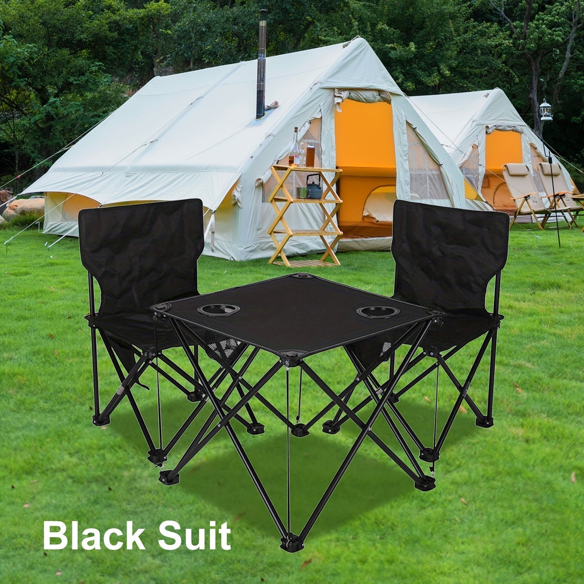 Foldable Garden Seating Group Campafleur | 2 Chairs & 1 Table | Floral Pattern | Portable & Weatherproof