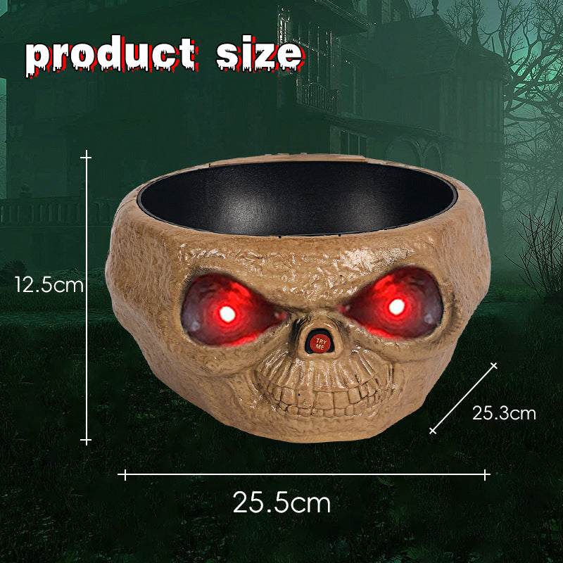 Halloween Candy Bowl – Motion Sensor Pumpkin Bowl with Skeleton Hand and Red Light Effects
