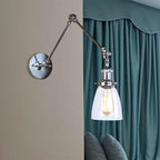 Tapered Accent Wall Lamp Antique Clear Glass 1 Light Black/Silver/Brass Wall Lamp with Swingarm