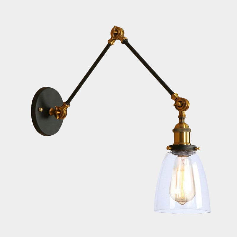 Tapered Accent Wall Lamp Antique Clear Glass 1 Light Black/Silver/Brass Wall Lamp with Swingarm