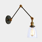Tapered Accent Wall Lamp Antique Clear Glass 1 Light Black/Silver/Brass Wall Lamp with Swingarm