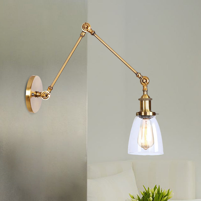 Tapered Accent Wall Lamp Antique Clear Glass 1 Light Black/Silver/Brass Wall Lamp with Swingarm