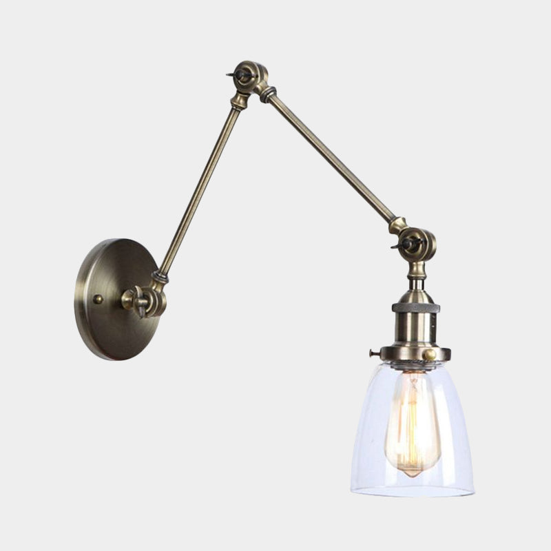 Tapered Accent Wall Lamp Antique Clear Glass 1 Light Black/Silver/Brass Wall Lamp with Swingarm