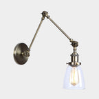 Tapered Accent Wall Lamp Antique Clear Glass 1 Light Black/Silver/Brass Wall Lamp with Swingarm