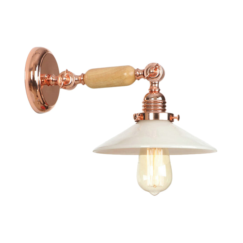 Rose Gold A Light Wall Lamp Industrial Opal Glass Cone Shade Lighting Fixture