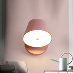 Pink/Yellow/Black Cone Wall Lamp Macaron 1 Light Metal Wall Light in White/Warm Light