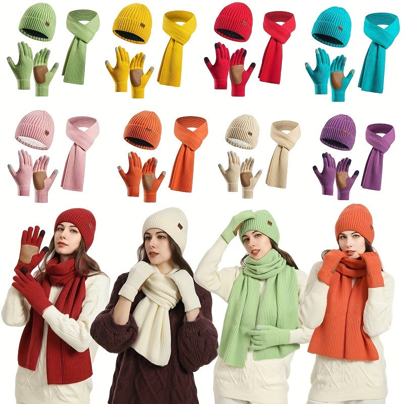 Winter Comfort Set – Knitted Beanie, Scarf and Gloves for Unisex