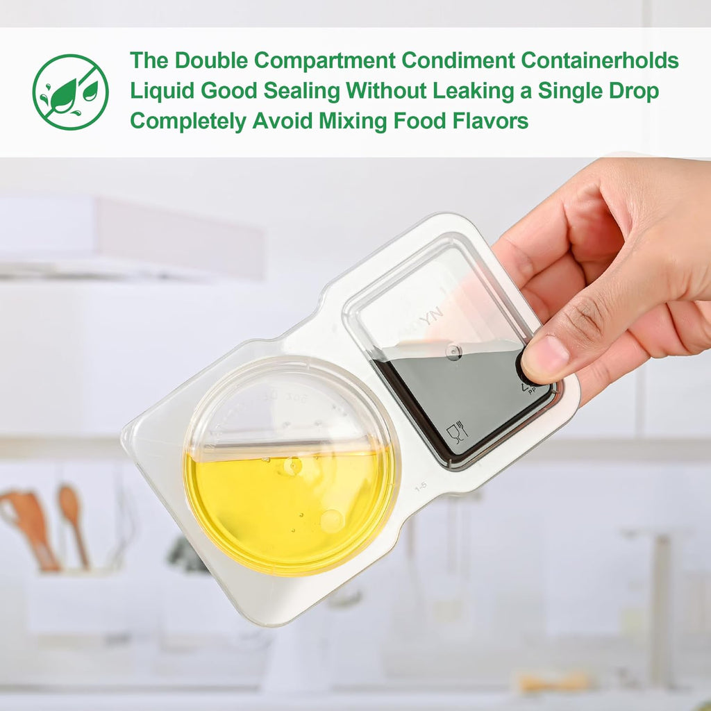 Dual Compartment Sauce Container | Leak-Proof | BPA-Free | Portable