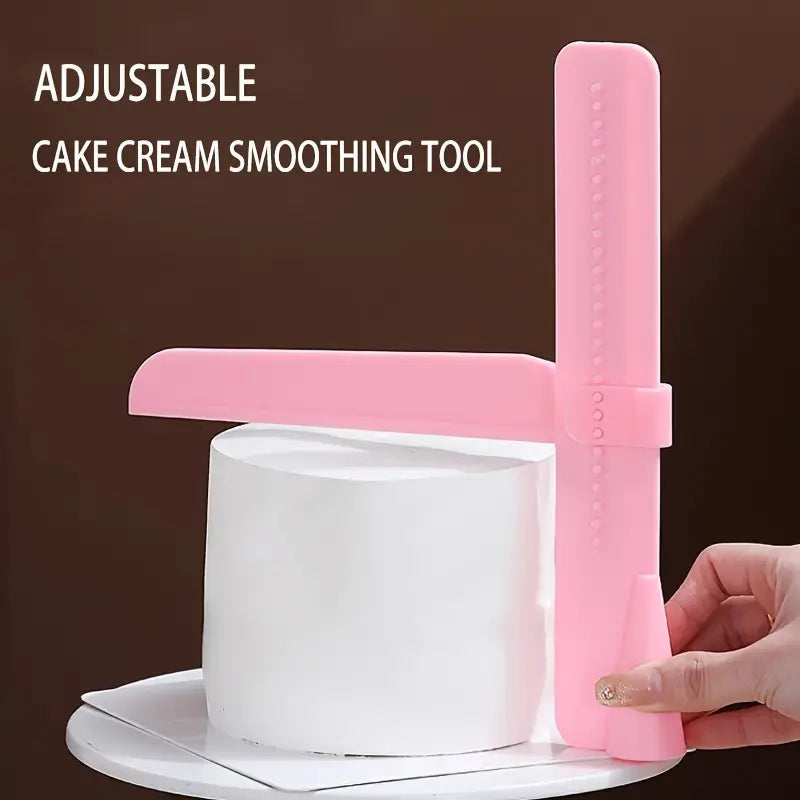 Cake smoothing tool for even spreading and decorating of cakes