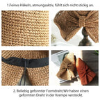 Retro Folding Straw Hat with Bow