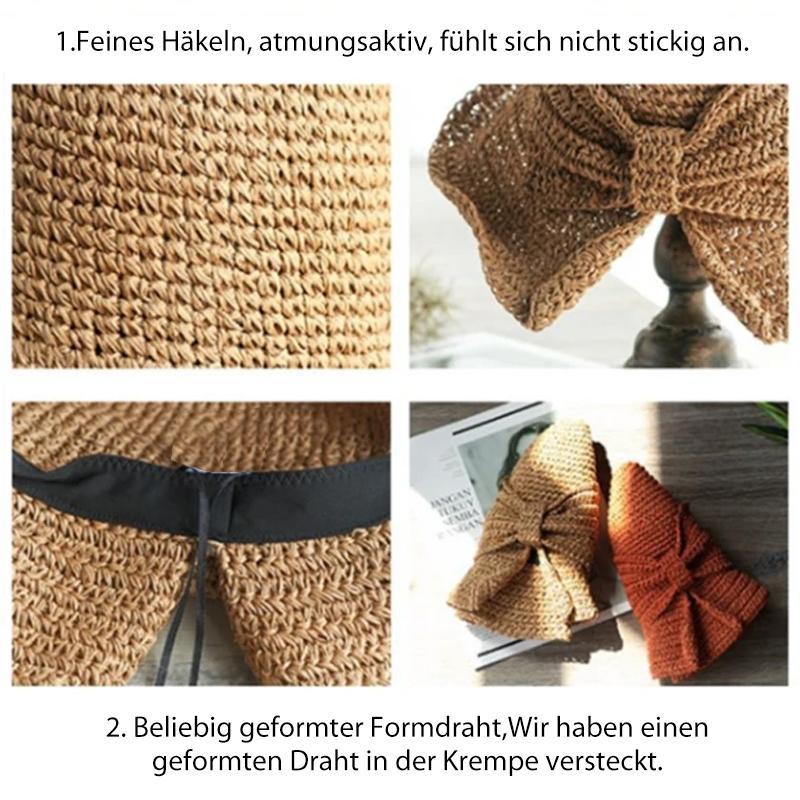 Retro Folding Straw Hat with Bow