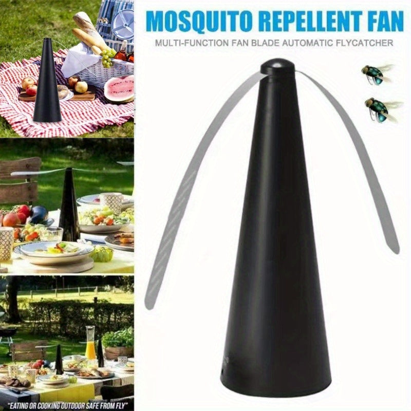 Compact outdoor fan against mosquitoes and flies – Mobile and battery-operated