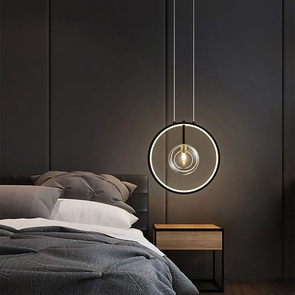 Minimalist Glass Ball Pendant Light Black
