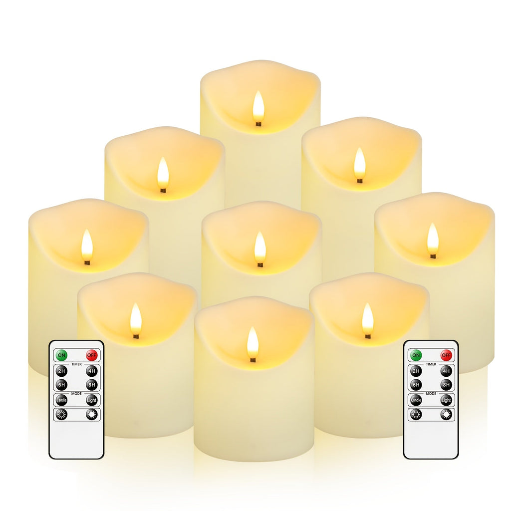 GlowLuxe Flameless LED Candles Set (9-piece) – With Remote Control and Glitter Finish