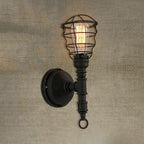 Vintage Industrial Coated Wall Lamp 1 Light Metal Wall Mount Light with Water Pipe in Black for Dining Room