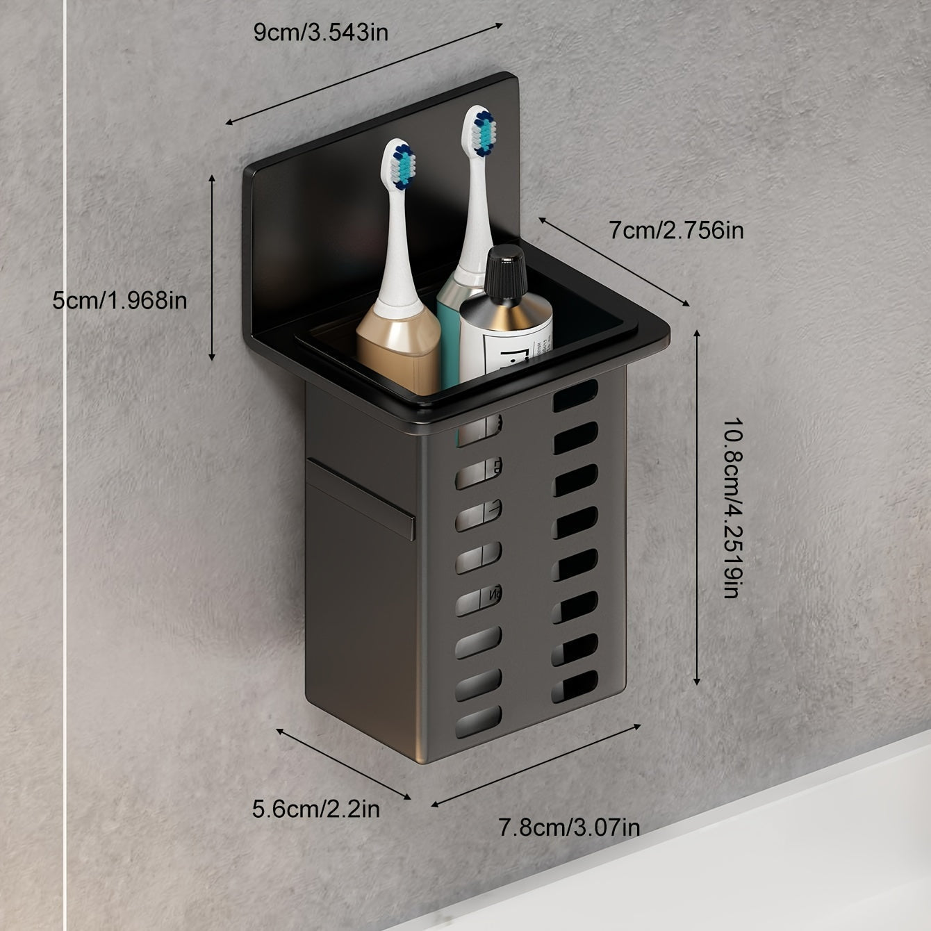 ChicStore - Black Wireless Wall Storage for Cosmetics