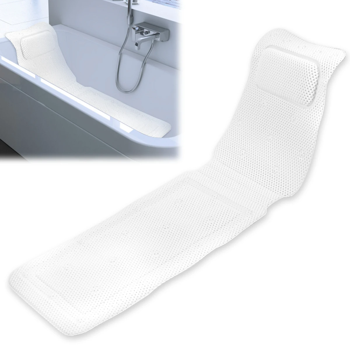 HydroComfort Non-Slip Bathtub Mat with Pillow