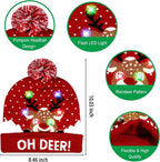 🎅LED Christmas Knitted Hats Light up Xmas Beanie
