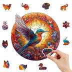 WoodenPuzzle – Wood art with Floating Hummingbird