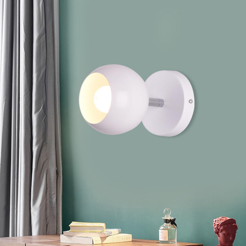 Retro Style Global Wall Lighting 1 Light Metal Wall Lamp in White for Living Room
