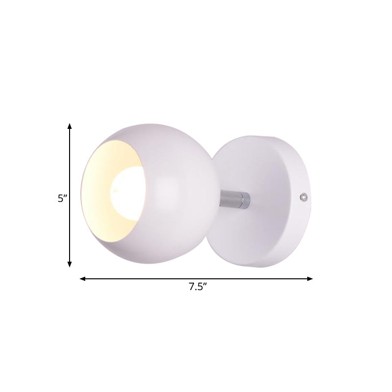 Retro Style Global Wall Lighting 1 Light Metal Wall Lamp in White for Living Room