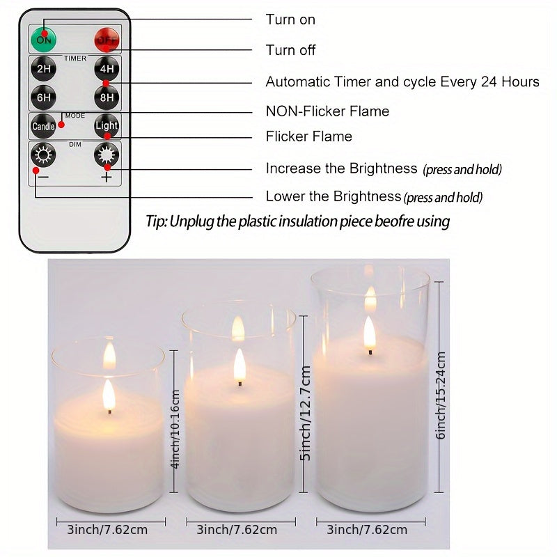 GlowLights – Set of 3 LED Candles with Remote Control