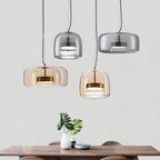 Glass and Metal Pendant Lamp with 12 × 9 Inch and 15 × 6.7 Inch Options