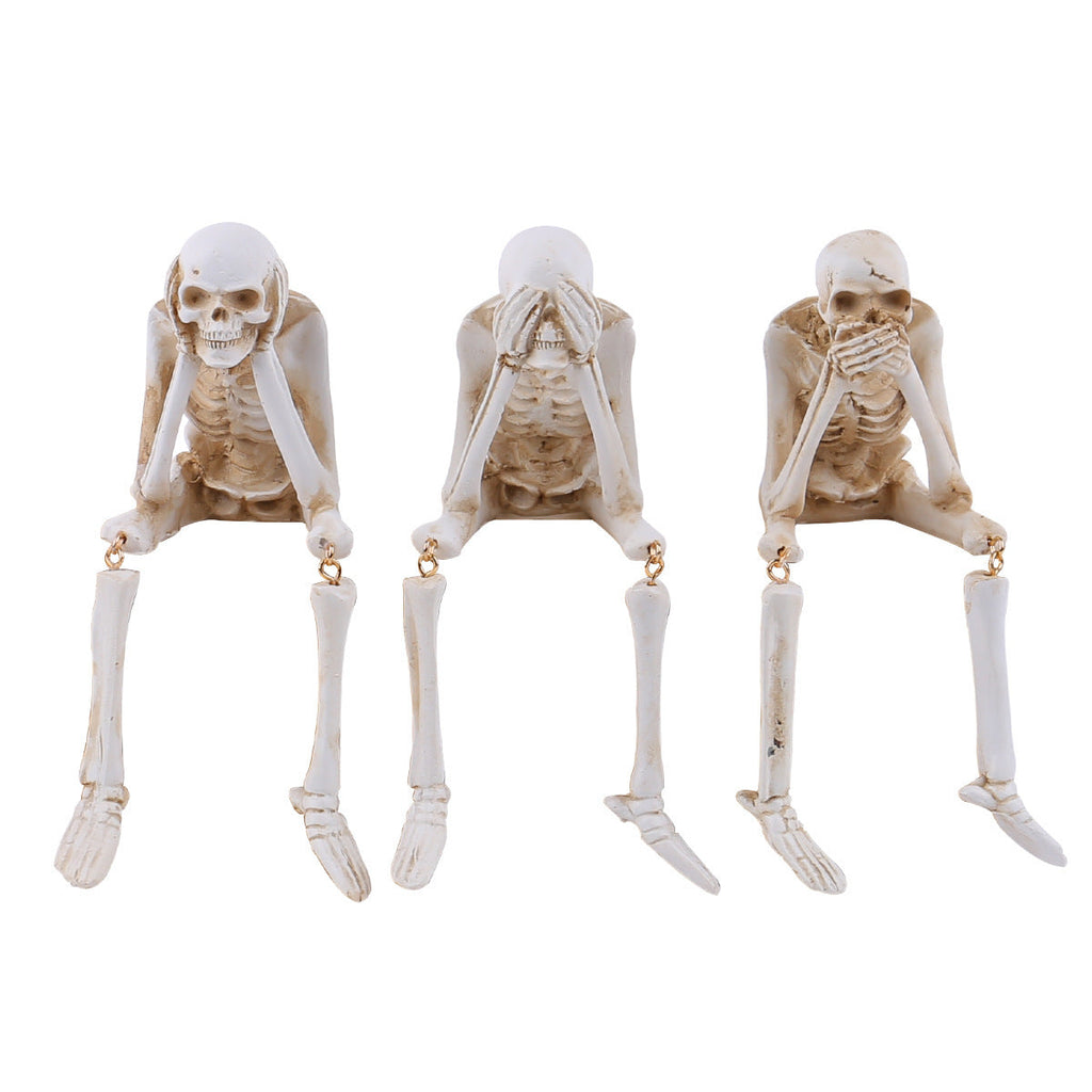 HauntTrio Boneyard Halloween Skeleton Ornaments (Set of 3)
