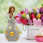 Embracing Mother Daughter Figure Flickering Candle Holder - LoveGlow