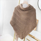 Triangular Knit Scarf with Leather Loop