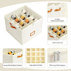 Collapsible Shoe Organizer Box with Transparent Cover and Adjustable Dividers