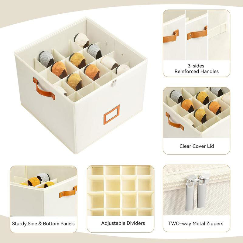 Collapsible Shoe Organizer Box with Transparent Cover and Adjustable Dividers