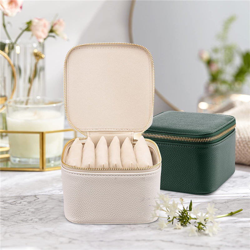 Leather jewelry box for travel