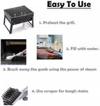 Barbecue Grill Outdoor Steam Cleaning Brush BBQ Cleaner Charcoal Scraper